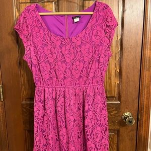 Fire Los Angeles fuchsia lace above knee dress with capped sleeves size XXL
